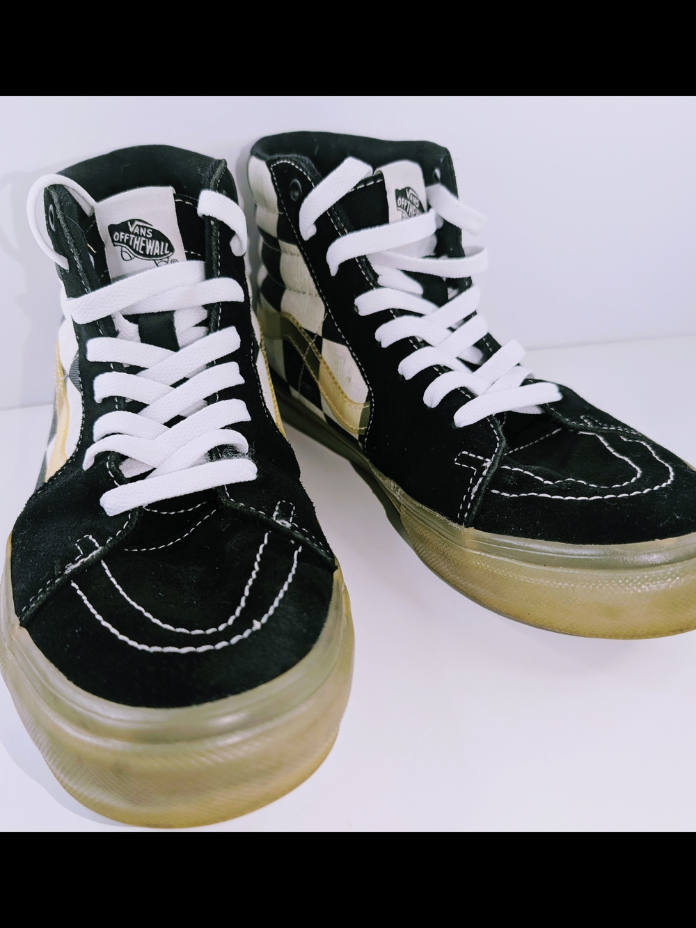Vans Sk8-Hi Glow Dark Shoes Mens Size 10.5 Black Checkerboard High Top Sneakers